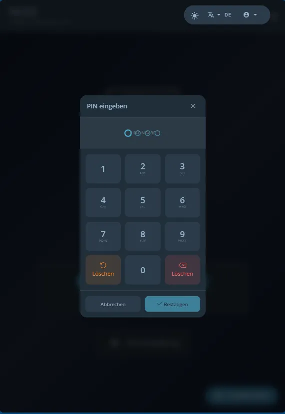 Terminal PIN-Eingabe Dialog