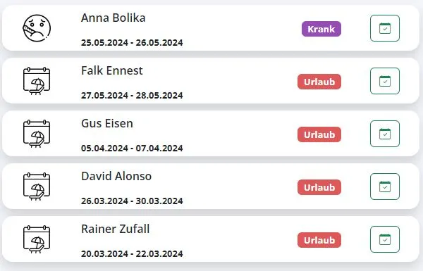 Übersicht aller Abwesenheitsanträge